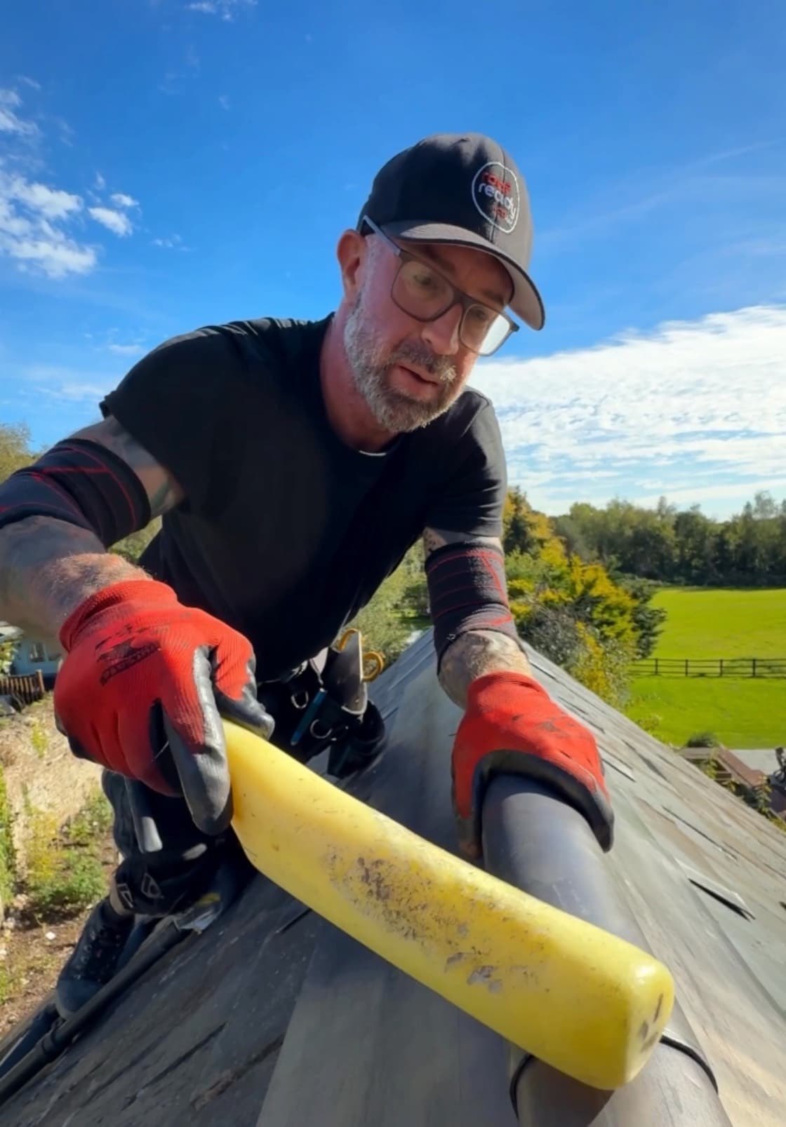 Kris doing roofing work, RR Wins