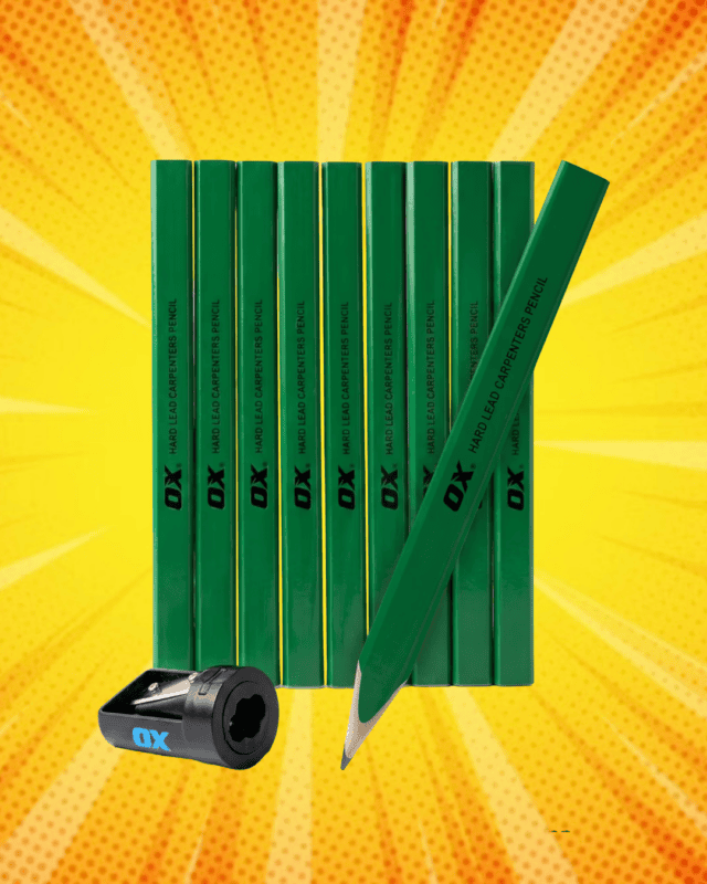 OX Hard 10 pack Carpenters pencils with sharpener